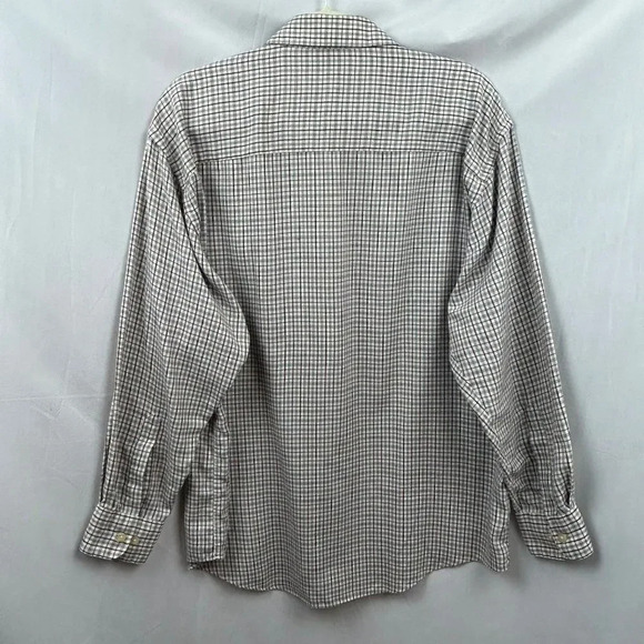 Yves Saint Laurent Shirt, Button Front, Check, Plaid, Blue White Red, Neck 16 - Picture 6 of 9